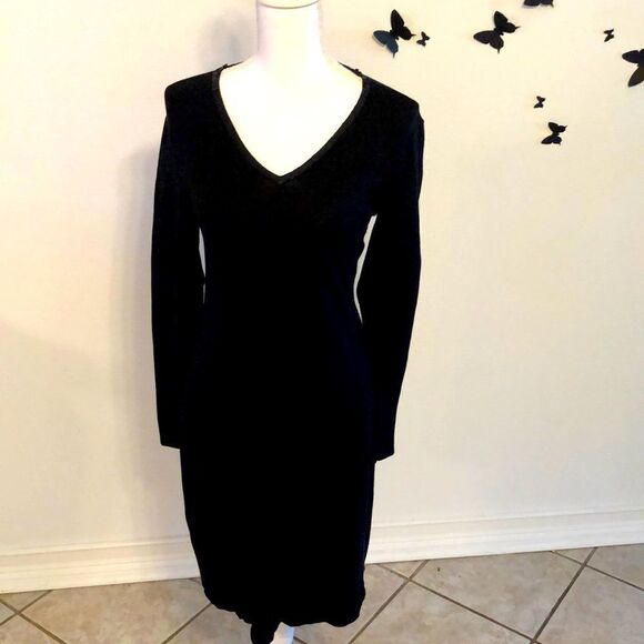 Ralph Ralph Lauren M silk and cotton beaded V-neck three-quarter sleeve dress - Picture 1 of 15